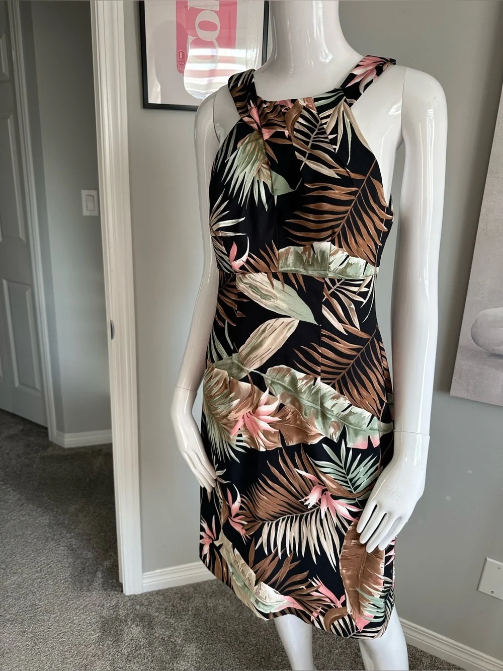 Connected Apparel Tropical Palm Print Dress Size 6 - Picture 6 of 6